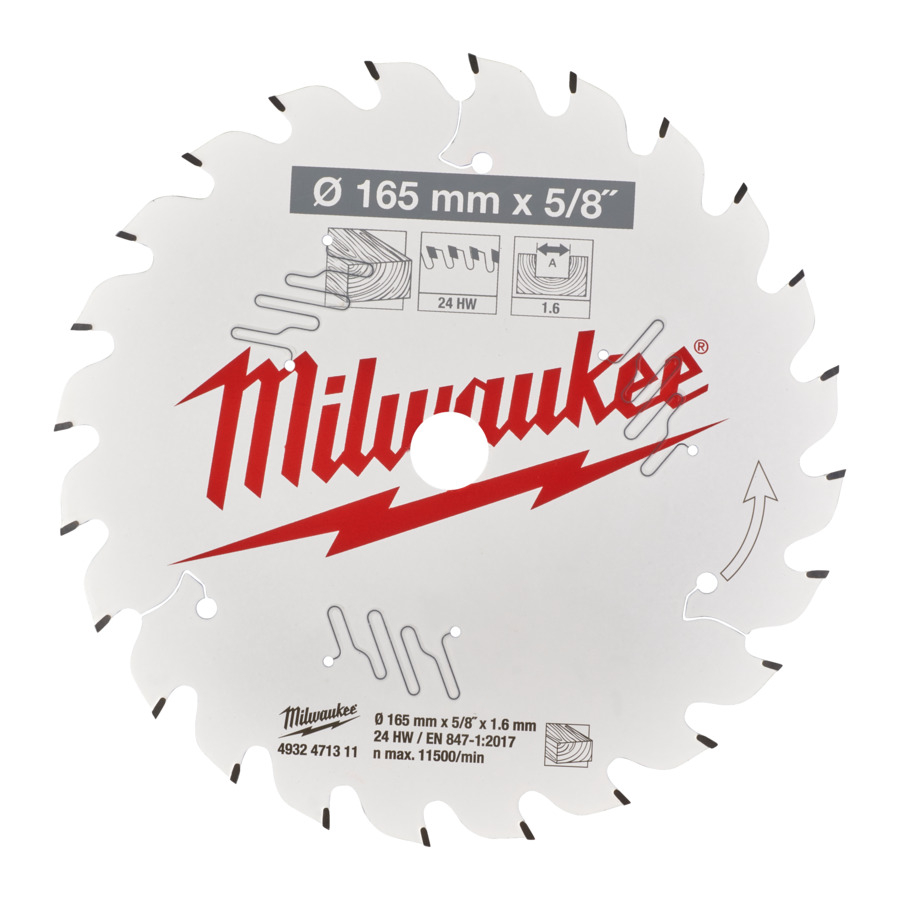 Milwaukee-Kreissägeblatt - Holz 165/15.87 mm Z24  für CCS 55